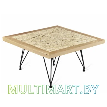 Журнальный столик Sheffilton SHT-TU29/H36/70/70 Дуб/OSB (прозрачный лак/черный муар)